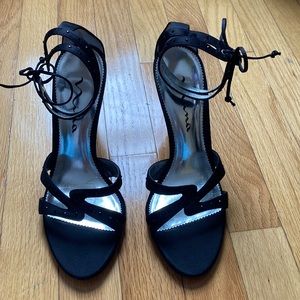 Nina black Satin sandals